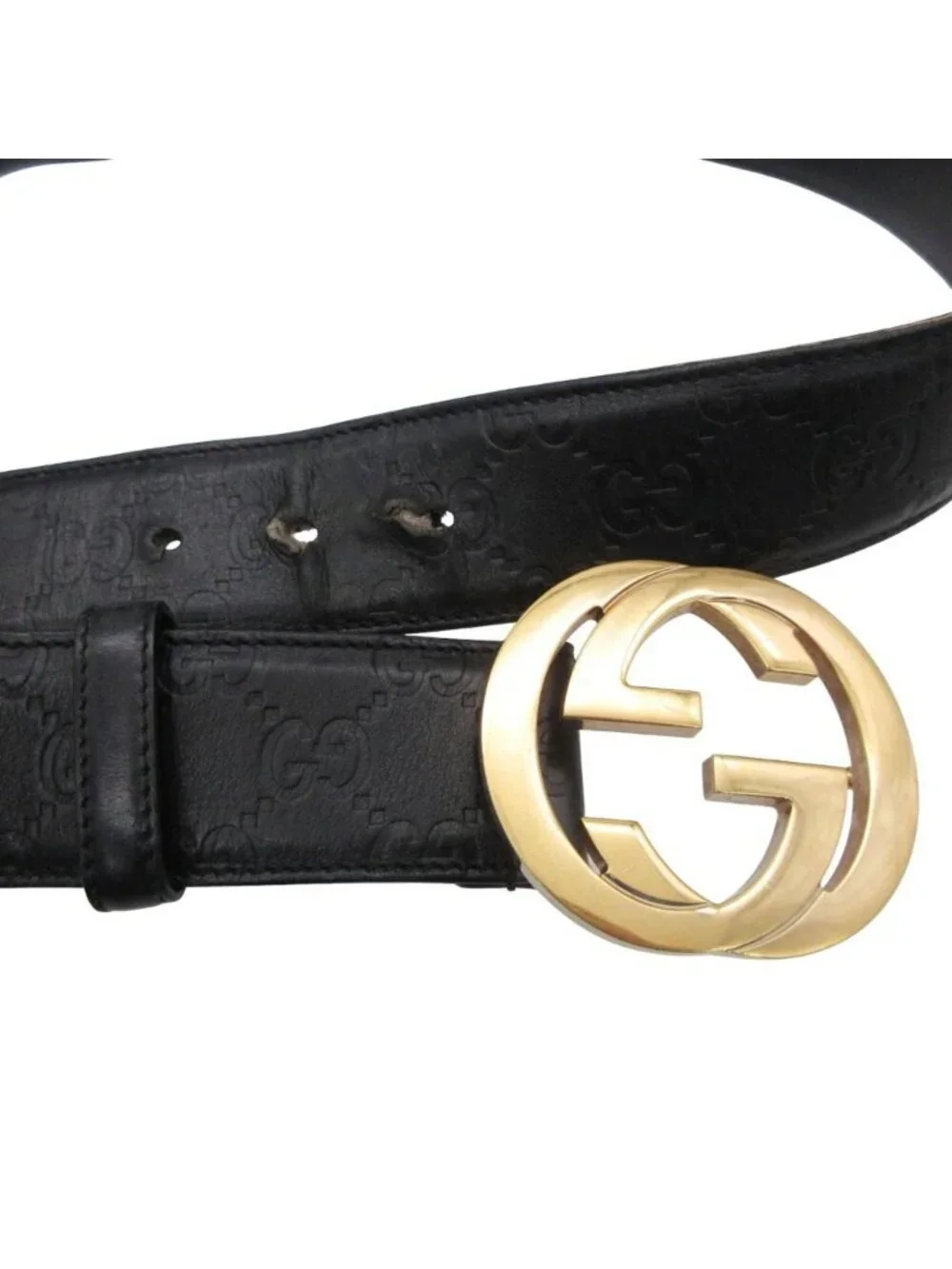 Gucci Belt Leather Interlocking GG Guccissima Black